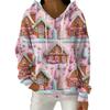 Women's Fashion Casual Christmas Print Pullover Long-Sleeve Hooded Sweatshirt