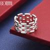 925 Sterling Silver Simple Double-Layer Woven Square Wide Ring - Exquisite Banquet Ring
