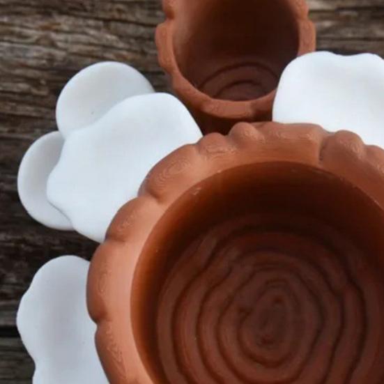 Tree Stump Palette Paint Brush Holder 3D Printed Stump Painting Brush Organizer with 12 Paint Wells Home Office Desktop Decoration