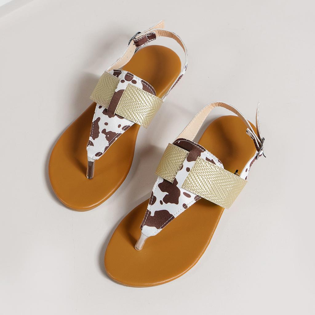 fashion New Summer Women Sandals Pin-toe Flat Bottom Herringbone Snap Open Toe Casual Sandals Color Matching Large Size 35-43 Flip Flops