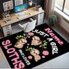 Custom Name Sloth Printed Carpet,Rug for Office Chair Living Room Bedroom Kitchen Room Decor Gifts.