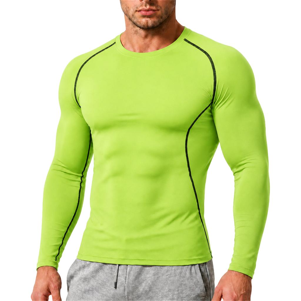Men's Compression Long Sleeve Shirt Athletic Training Top Quick Dry Breathable High Stretch Base Layer for Running Basketball