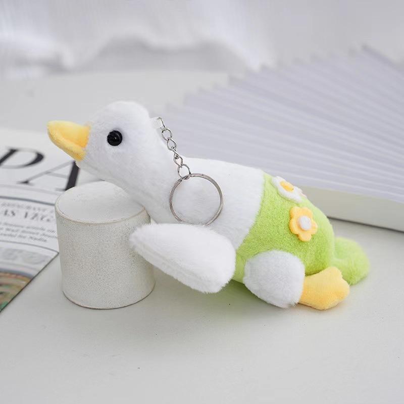 Non-Toxic Cute Flower Goose Pendant Cartoon Plush Toy Big White Goose Doll Bag Pendant Doll Keychain