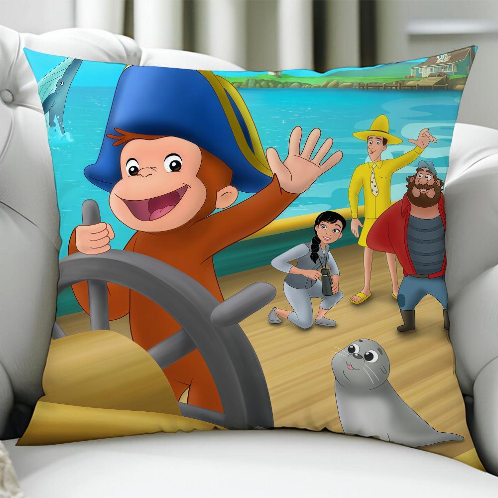 CCurious Cartoon GGeorge Cushion Cover Birthday Anniversary Gifts Double Sided Printed Zipper Cushion Cover Soft Skin Bedding