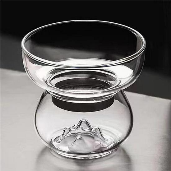 Transparent Borosilicate Glass Tea Infuser & Heat-Resistant Stainless Steel Strainer with Bamboo Handle - Kung Fu Accessories