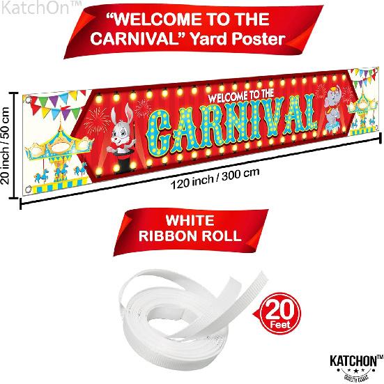 KatchOn, XtraLarge Welcome To The Carnival Banner - 120x20 Inch | Carnival Decorations | Circus Games Decoration for Event Outdoor | Circus Banner