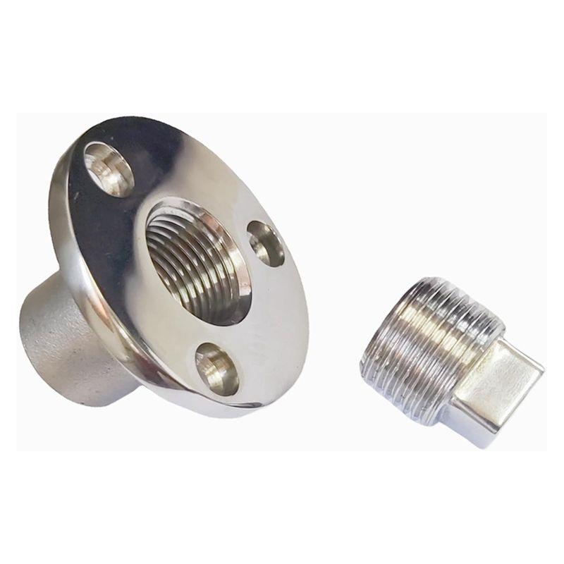 A84E-Kielschwein-Ablassschrauben-Kit Edelstahl 316 Schwerlast Boots-Marinequalität Flanschdurchmesser 2" Mit Schrauben für 1-Zoll-Loch