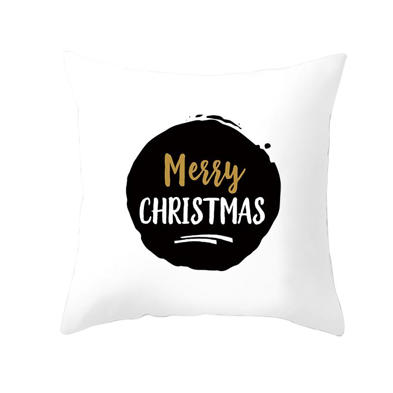 White Christmas Pillow Case Cute Santa Claus Elk   Cover Winter Snowflake Decorative Cases