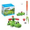 Outdoor Crocodile Sprinkler Toy with Baseball Launcher for Kids Backyard Water Play and Lawn Activities 2 in 1 Summer Garden Game Set for Children