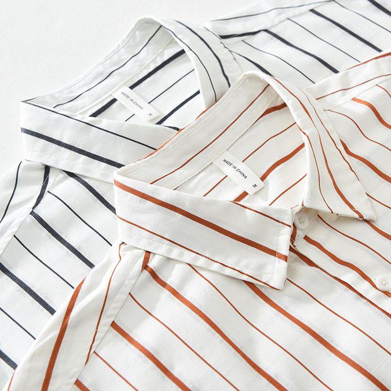 Japan fashion Fresh Artistic Stripe Long sleeve Shirts Men's European Hong Kong Style Versitile Fashion Western Style Casual Shirt Thin