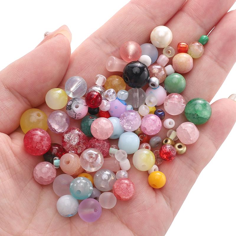 3-12mm 30g/bag Mixed Style Glass Beads DIY Bracelet Necklace Earrings Jewelry Accessories