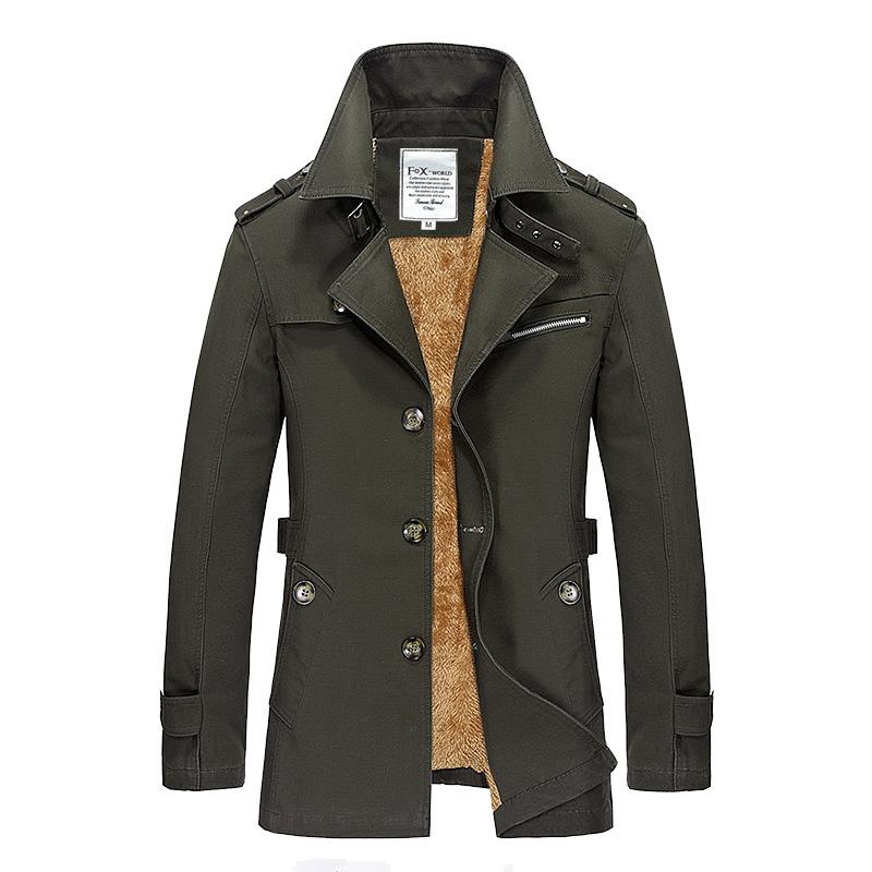 Business Casual Long Section Winter Jacket Men Trench Coat Windbreaker Men's Overcoat Warmth Jacket