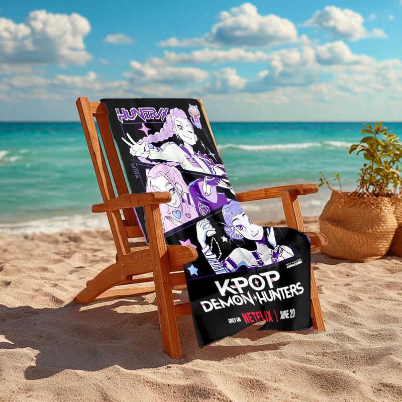 1Pc Kpop Demon Hunters Beach Towel, Quick Dry, Multi-Use for Beach Pool Gym Yoga Home Travel, Christmas, Halloween, Xmas Gift M929201