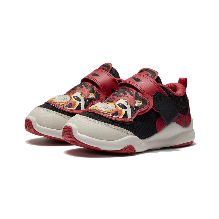 Li Ning Kids Tiger Power Sports Non-Slip Shock Absorbing Wear-Resistant Casual Shoes Kids Casual Shoes Black Red YKNS002-1