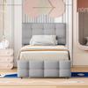 Upholstered Bed 90 X 200 Cm, Pull-out Children's Bed, Adjustable Headboard, Skin-friendly Linen Upholstery, Flat Single Bed Youth Bed Guest Bed (Grey)
