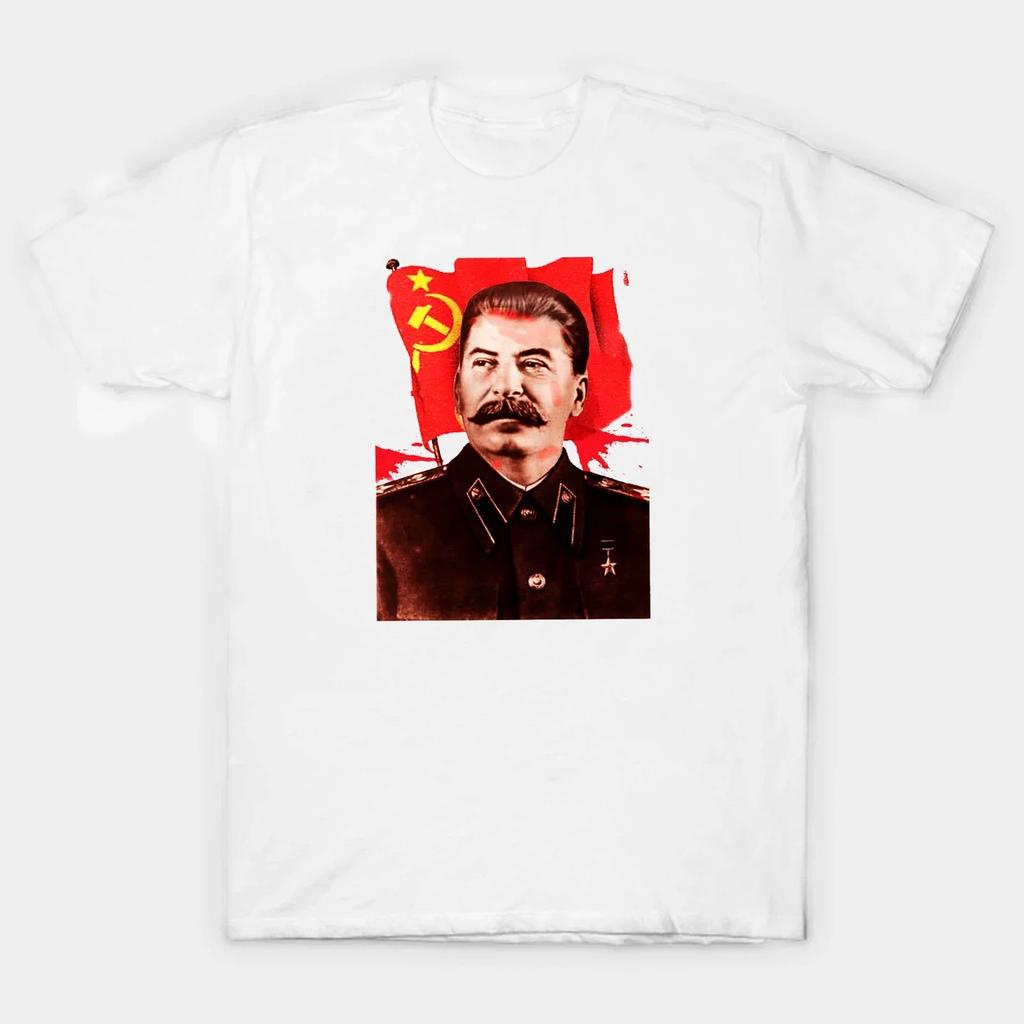 Hot Sale Joseph Stalin Communist Propaganda Poster TShirt 100 Cotton ONeck Summer Short Sleeve Casual Mens Tshirt Size S3XL