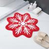 Christmas Carpet Snowflake Velvet Bath Mat Non-Slip Red Bathroom Rug Absorbent Door Mat Festive Holiday Entrance Mat For Home Decor