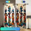 Piece African Women Art Decorative Curtains Retro Style Semi Curtain Room Darkening Polyester