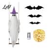 Geisterhafte Hängelichter für die Terrasse Halloween Schaukel Geist-Ornament mit LED-Lichterkette Außen Dekoration Verstellbare Gruselige Displays Aufleuchtendes Fledermaus-Dekor