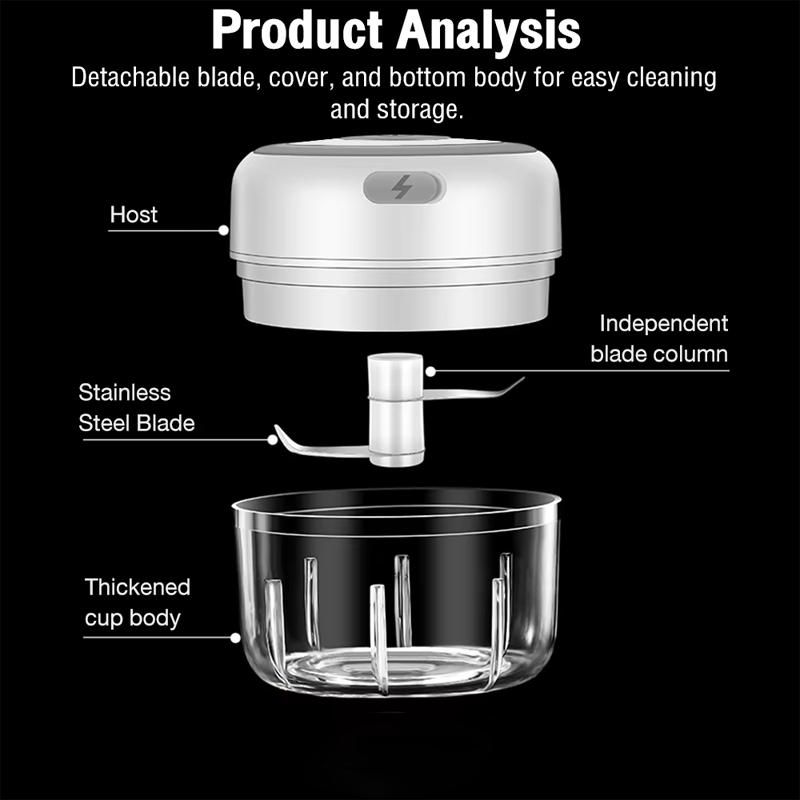 USB charging electric garlic grinder, home garlic press, complementary food processor, wireless mini garlic puree blender