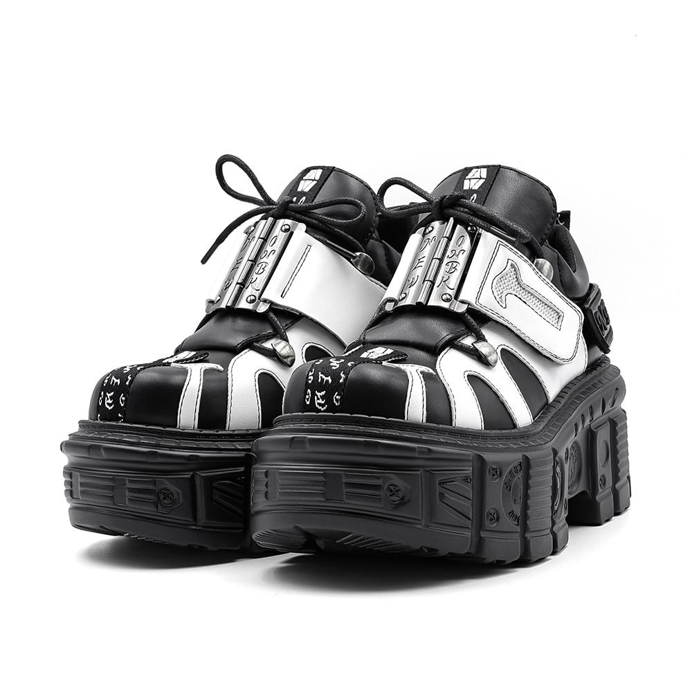 Dámské tenisky Nový punkový styl Dámské boty Gotické kotníkové rockové boty Šněrovací Výška podpatku Platformové boty Dámské Kovová dekorace