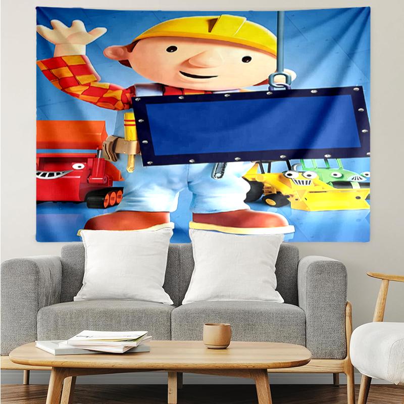 Bob-the-Builder Print Tapestry, Backdrop, Easy Setup, Ideal for Bedroom, Office & Living Room, with Aesthetic Wall Hanging Decor.
