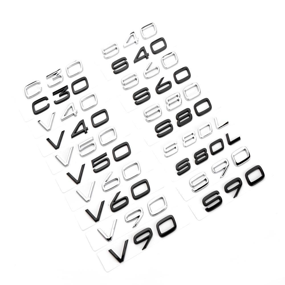 

ABS Rear Trunk Letters Logo Emblem Badge Stickers For Volvo C30 V40 V60 V90 S40 S60 S80 S90 S80L XC40 XC60 XC90 AWD T4 T5 T6 B6