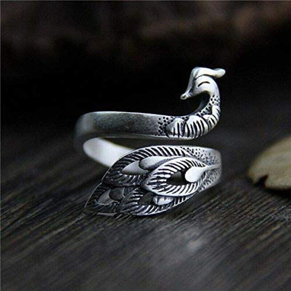 Steel Knitting Loop Crochet Ring Thimble Ring Peacock Fish Phoenix Ring Sewing Accessories