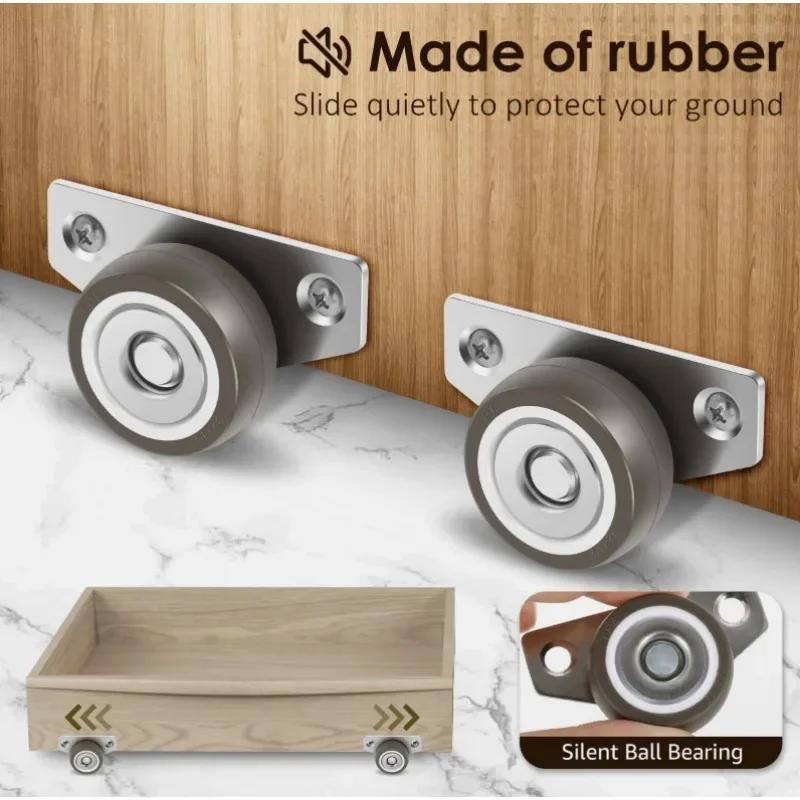 8/1 PZ Mini Ruote Girevoli Laterali Silenziose in Gomma Ruote per Mobili Direzionali per Carrello Cassetto Pensili da Cucina