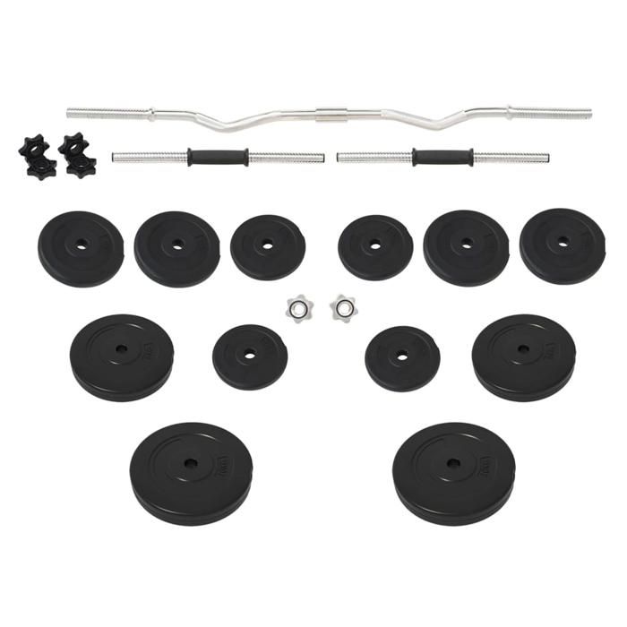 VidaXL Ensemble d'haltères et de barres avec plaques 60 kg, haltères, équipement d'entraînement physique, ensemble de 3145025