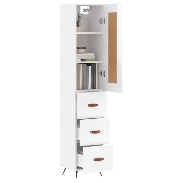 VidaXL Highboard Glossy White 34.5x34x180 Cm Engineered Wood 3200171