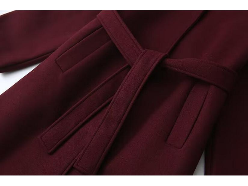 Winter 2024 Women's Fashionable European & American Style Wool Coat with Versatile Scarf Tie