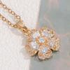 Stainless Steel Zircon Five-Petal Flower Necklace - Adjustable Clavicle Chain for Women