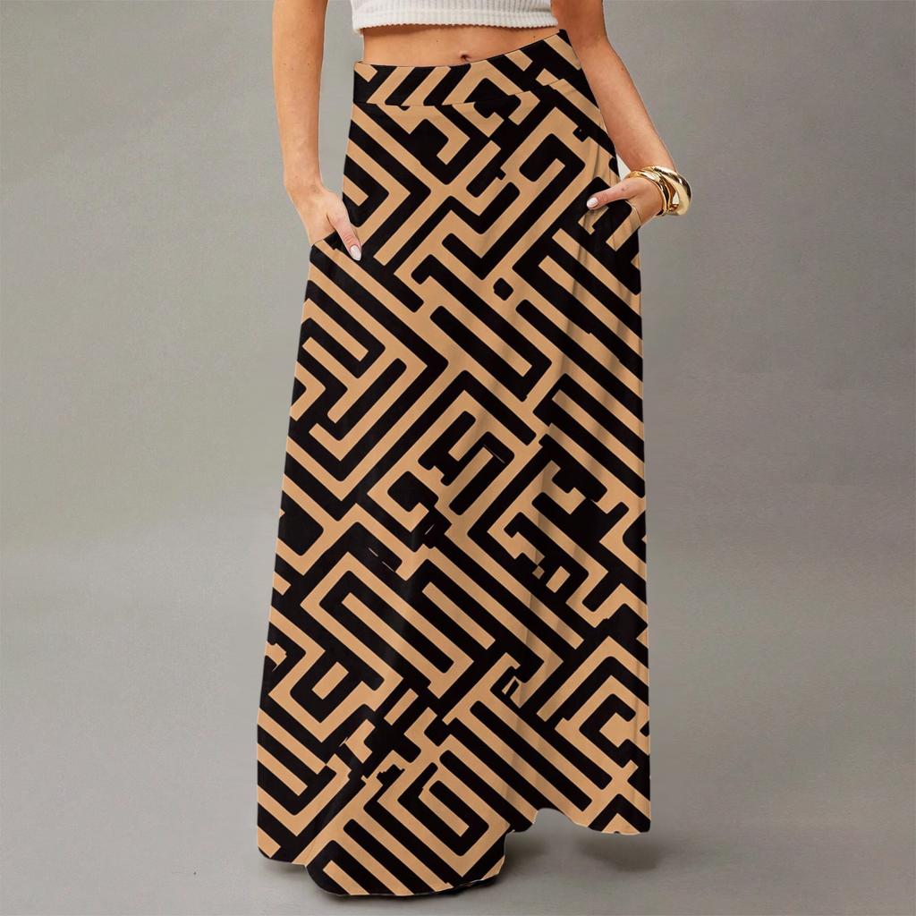 Damen Fließendes Maxi-Kleid Normal Lässig Geblümt Sommer Böhmischer Rock