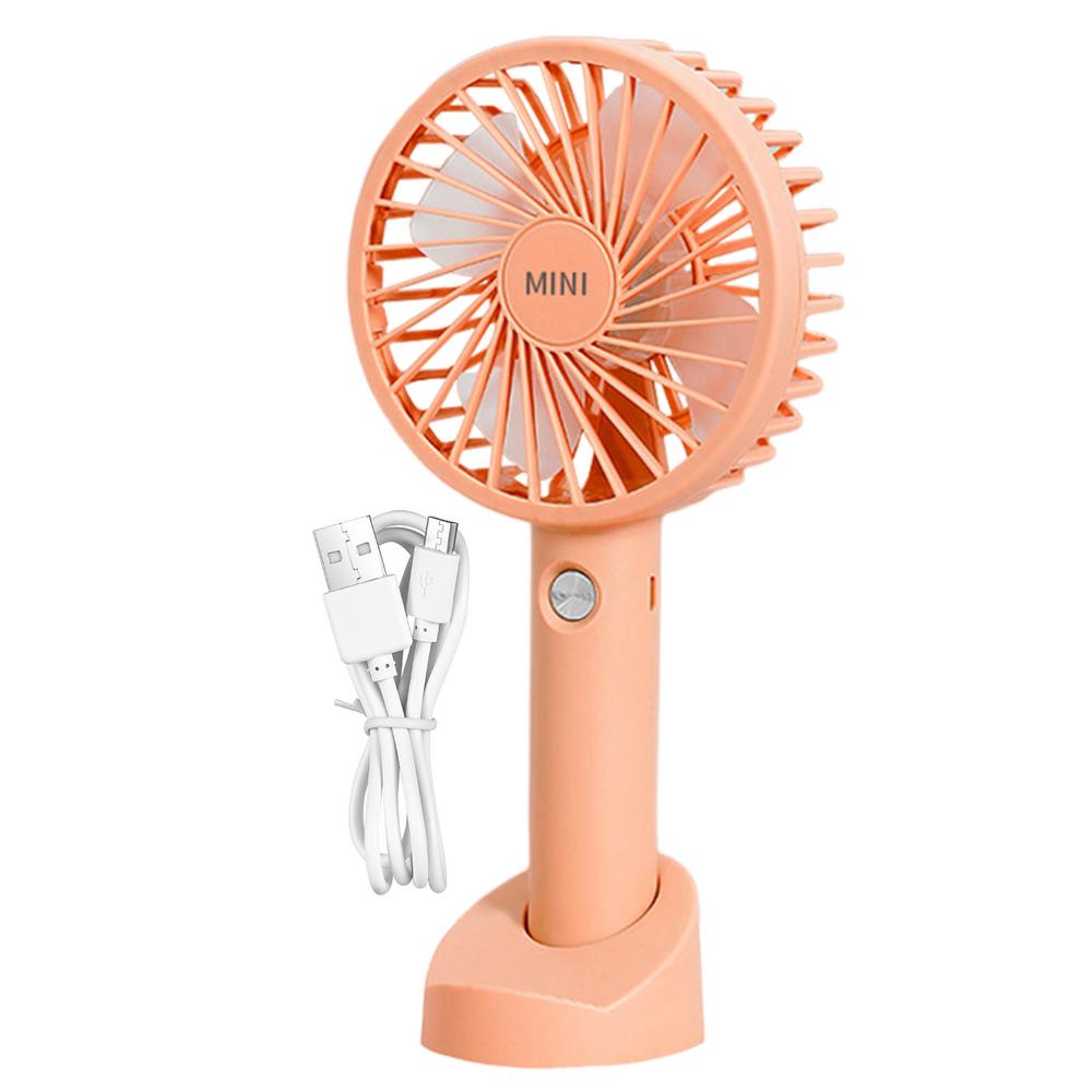 Portable Mini Fan Rechargeable Cooling Handheld Fans With Base Summer Outdoor 3 Speed Hand Hold Fan With Phone Holder оранжевый
