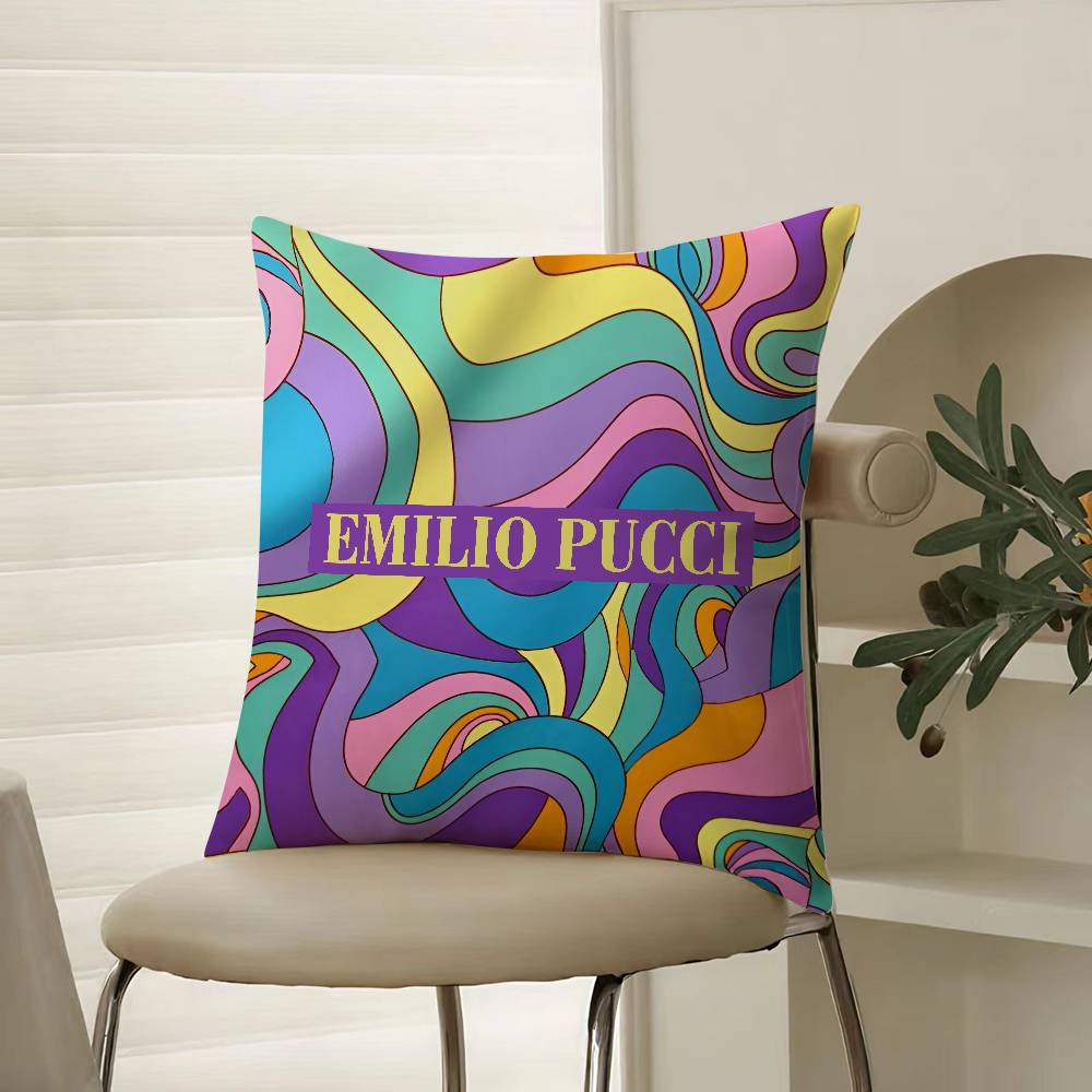 

P-Prince Of Prints Emilio Pucci-Famous Pillow Case Comfort Sofa Bed Silky elegant Invisible zipper Decorative cushion cover 12x12Inch