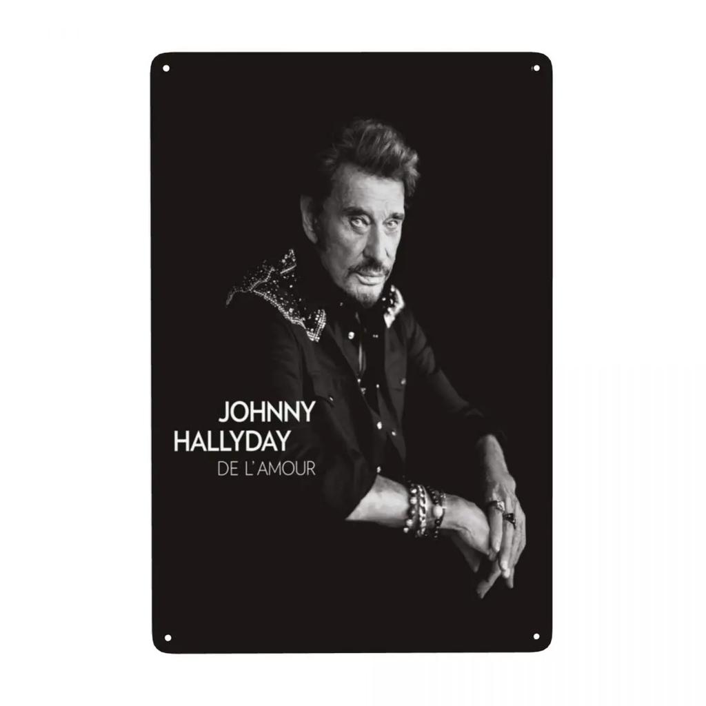 Motorrad Johnny Hallyday Schild Custom Retro Französischer Rocksänger Metallschilder für Club Cafe Restaurant Man Cave Bar Wanddekoration