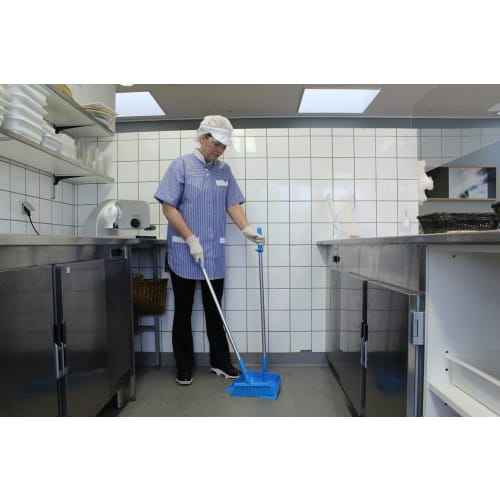 Vikan Floor Broom 3103 White, HACCP Certified, Kyowa Clean, Broom with Scraper, Ergonomic Design, Colorful, Chemical Resistant, Heavy-Duty