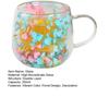 Double-Wall Glass Mug with Dried Flower Design 250ml Heat-Resistant Borosilicate Glass Cup for Milk Coffee Breakfast Insulated Glassware for Home