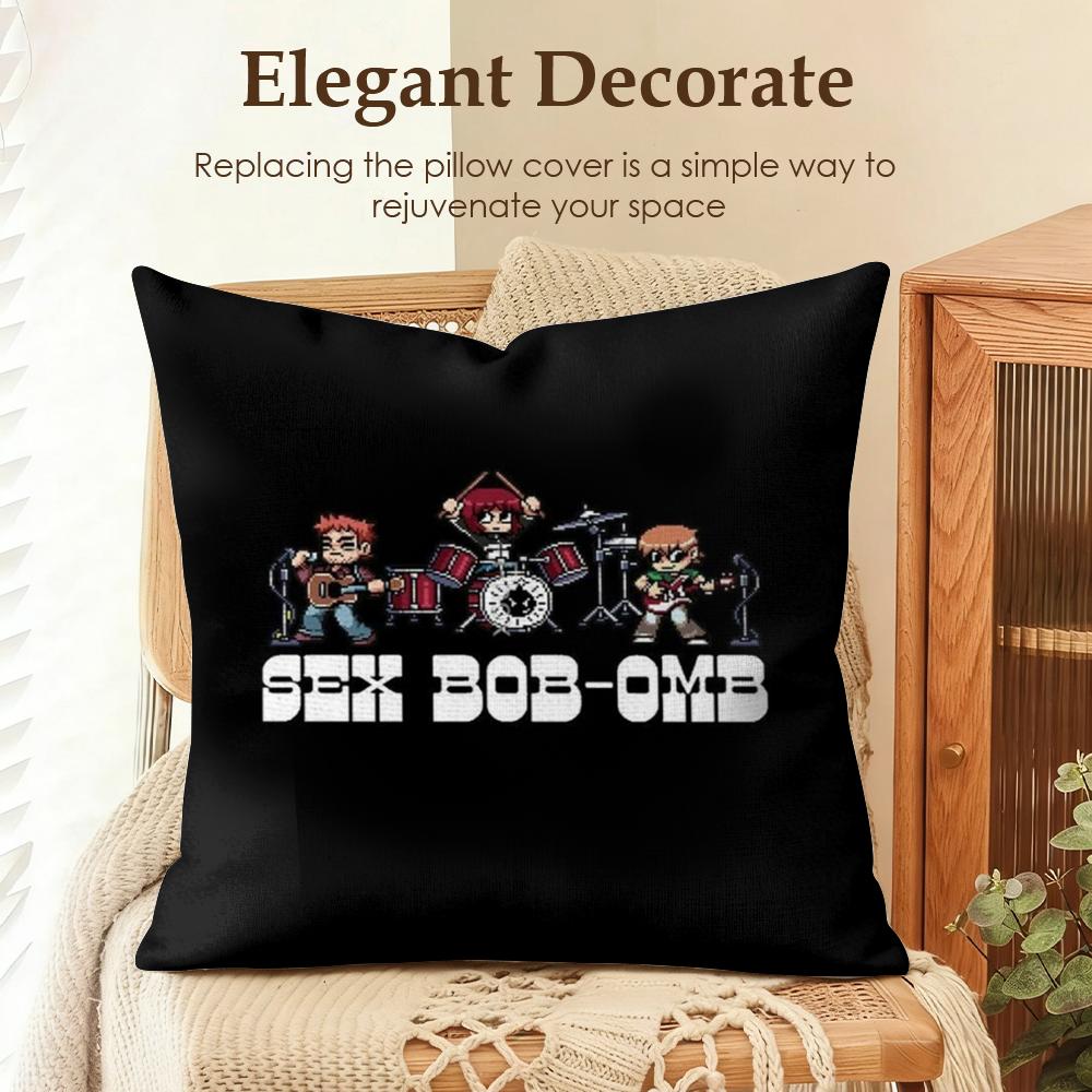 Cartoon SScott PPilgrim Cushion Cover Natural Linen Organic Fabric DoubleSided Printing Sofa Home Decor Gift Pillow Case