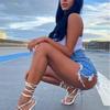 2022Shoes Woman Sexy Elegant Ankle Strappy Party Shoes Goldenhigh Heels Wedding Shoes Open Toe Shoes Zapatos 456