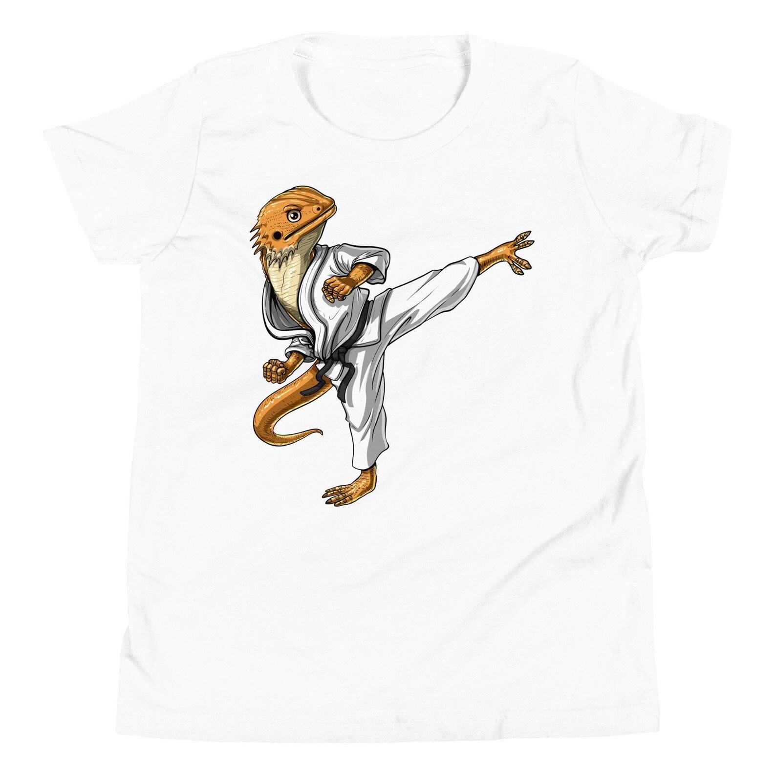 Bearded Dragon Karate Kids Shirt, Funny Karate Boys Tee, Kickboxing Shirt, Taekwondo Martial Arts Shirt, Karate Clothing, Karate Clothes 110