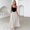2026 European and American Cross-border Amazon Spring and Summer New Polka Dot Printing Splicing U-neck Pendulum Temperament Vest Dress