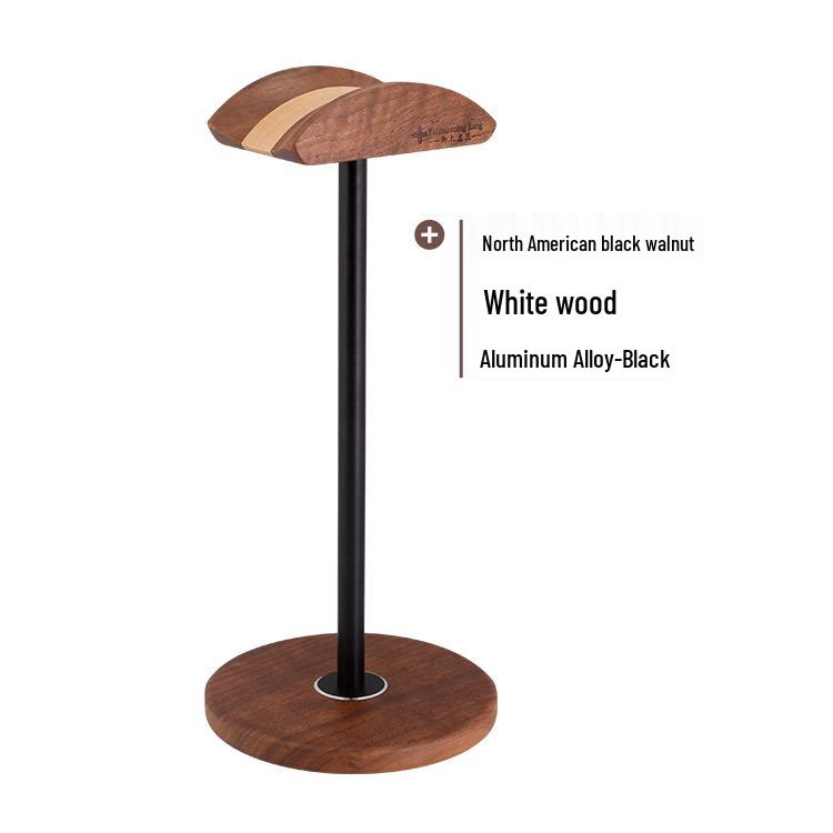 Solid Black Walnut Over-Ear Headphone Stand - Simple Wooden Display Hanger