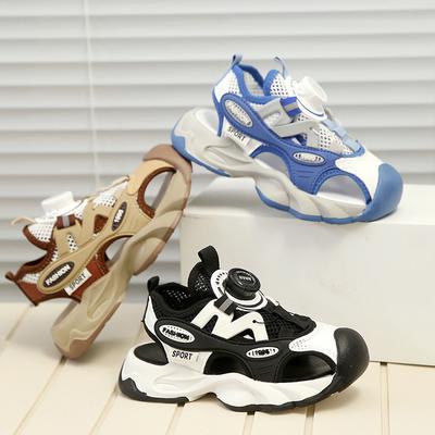 Boys Sandals New 2025 Summer Mesh Hollow Casual Shoes Bag Head Boys Beach Shoes Children's Sports Sandals