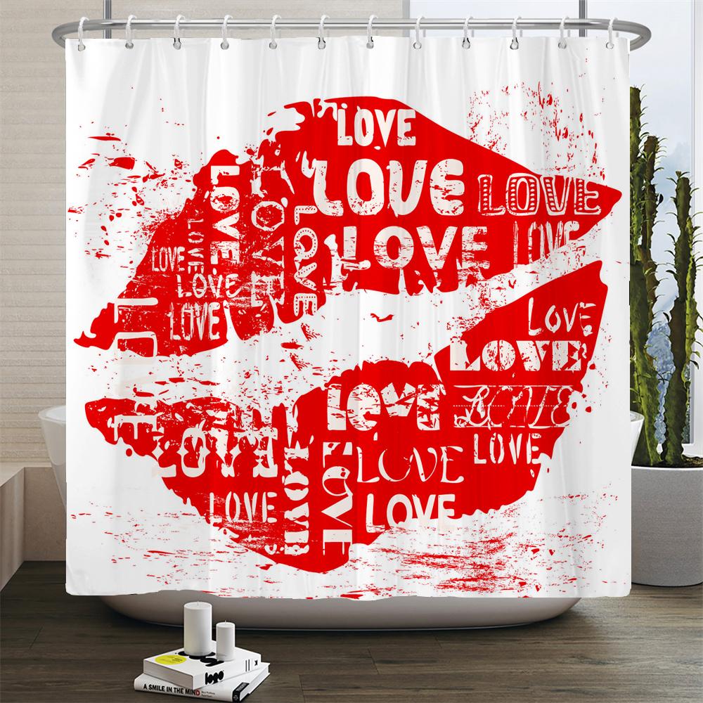 

Сексуальные красные губы розовый принт занавеска для душа на высоком каблуке косметический парфюм розовый декор для спальни девочки шторы водонепроницаемая занавеска для ванной W90xH180cm