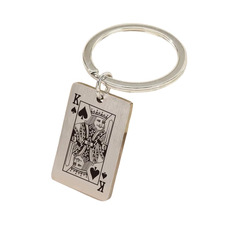 [ALOHAMONI] Metal Playing Cards Vintage American Keychain Key Ring Spade 4cm x 2.5cm