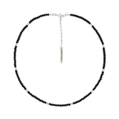 [925 Silber]Schwarzer Onyx Zirkonia Halskette