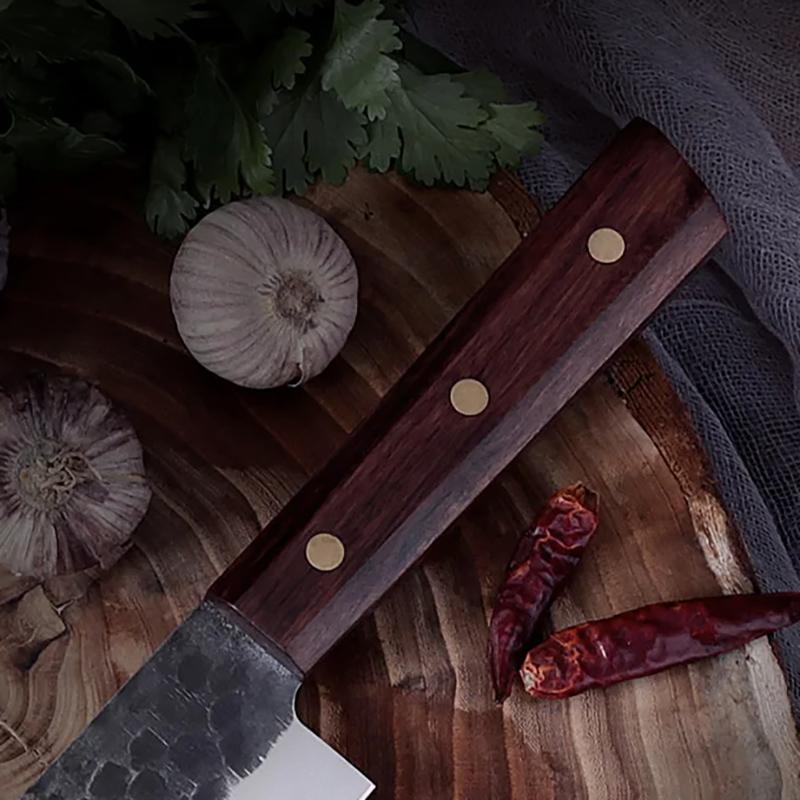 7.7 Inch Handmade Forged Kitchen Knife 5Cr15MoV Stainless Steel Blade Sharp Kiritsuke Knife Chef Cleaver Meat Slicing Vegetables