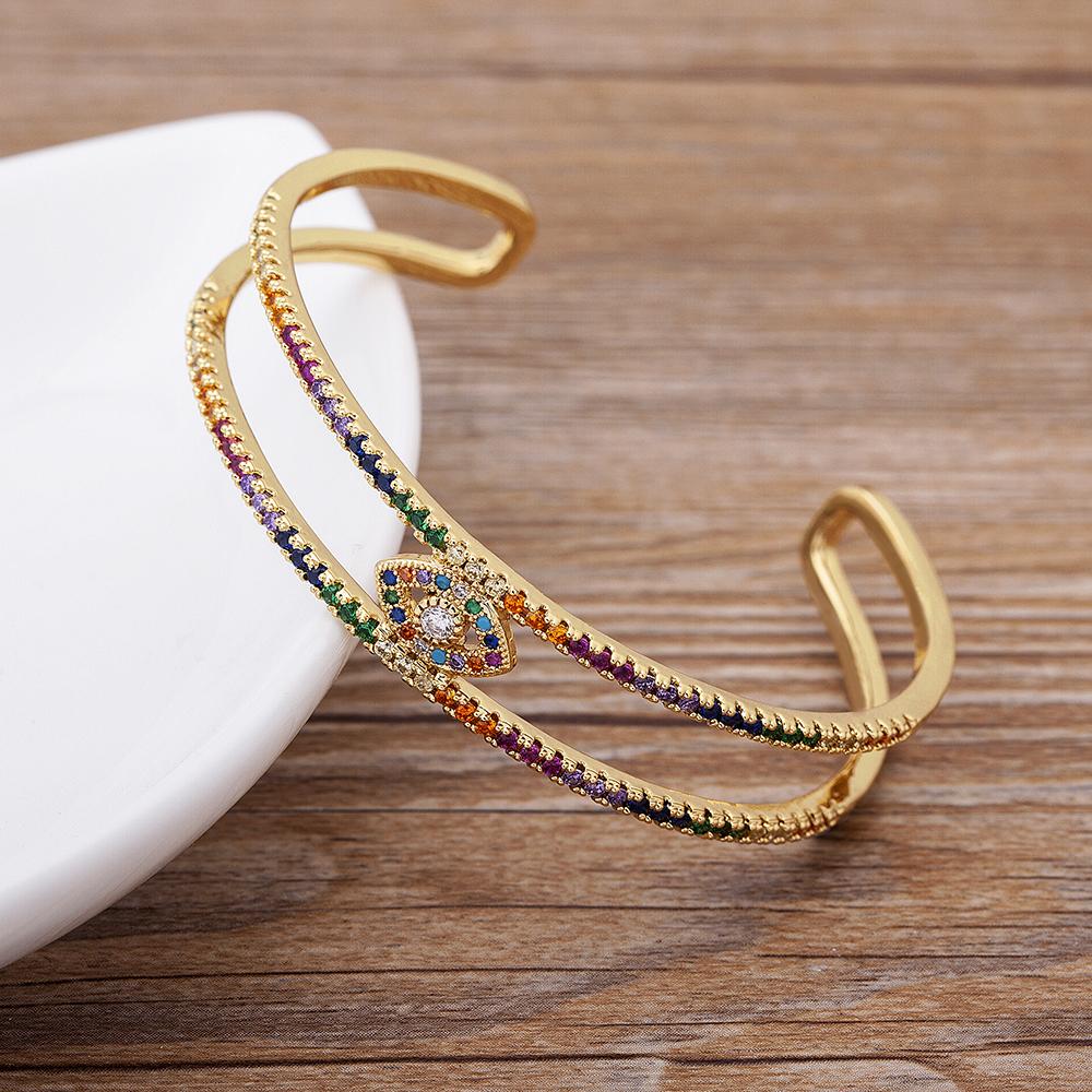 AIBEF New Fashion 8 Styles Punk Copper Zircon Bracelet for Women Crystal Open Cuff Bangles Accessories Jewelry Gift Dropshipping